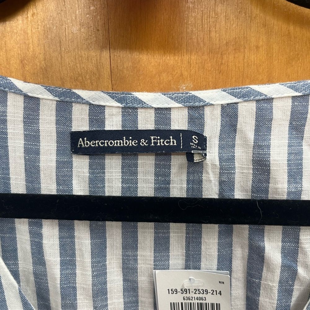 Abercrombie & Fitch button down cotton Elegant Blue Striped Mini Dress - Picture 4 of 7